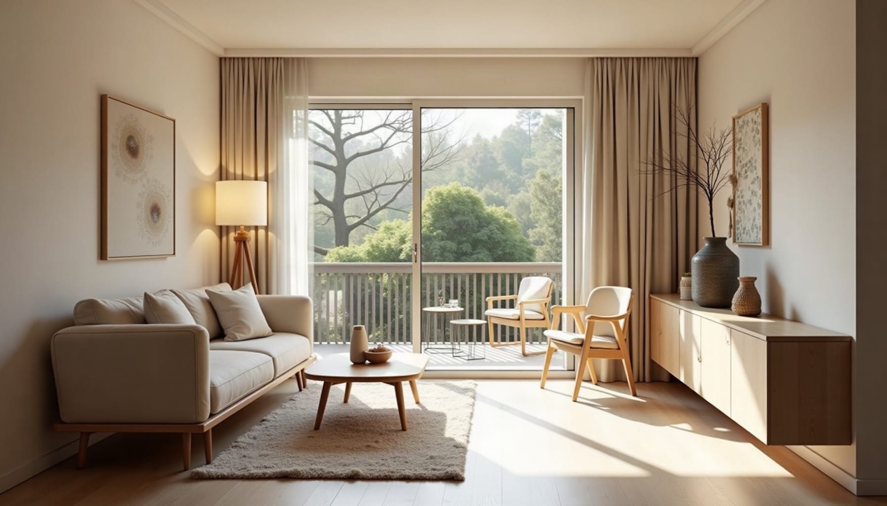 small balcony ideas on a budget, natural textures