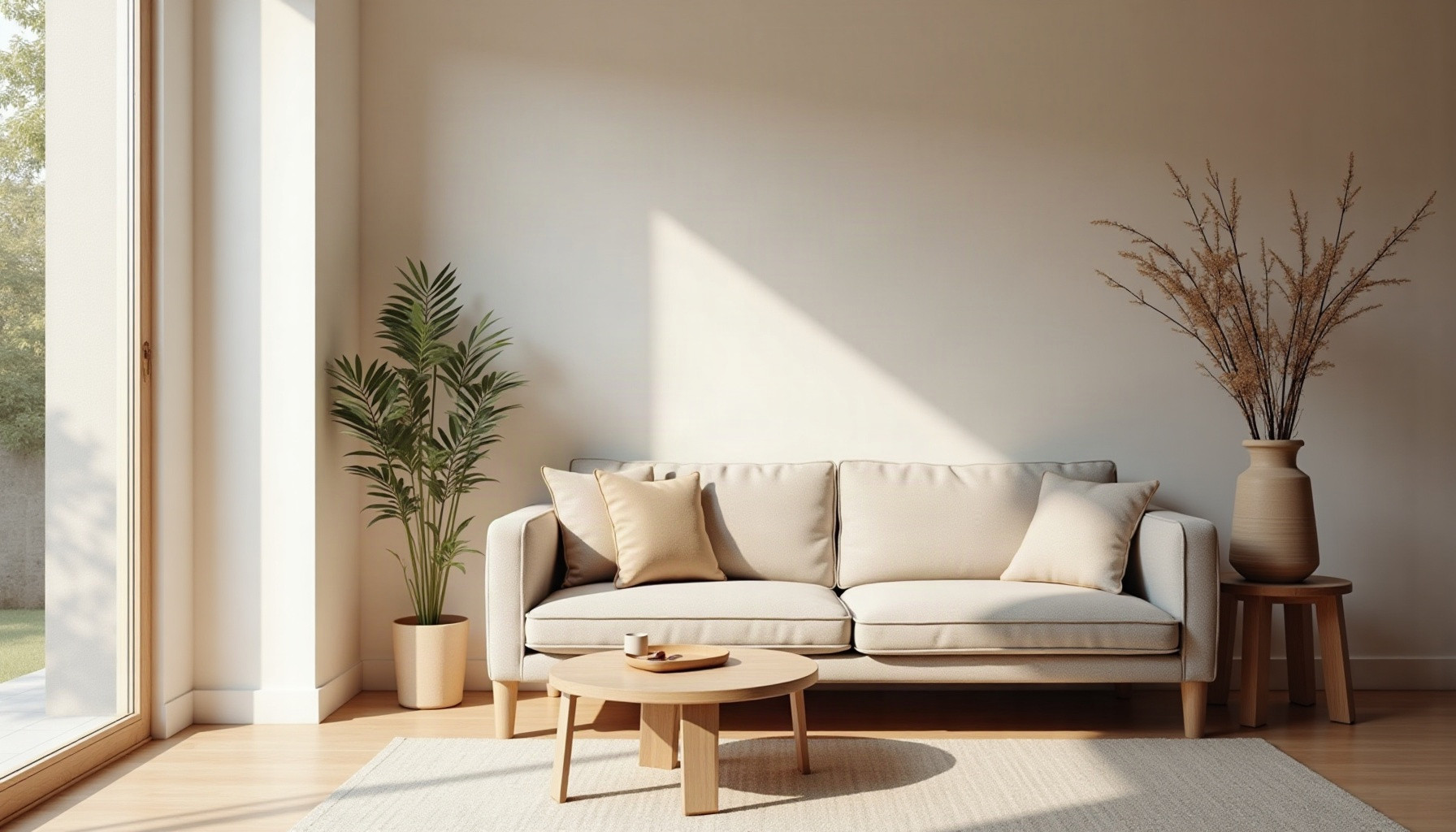 terraced house living room ideas, natural textures