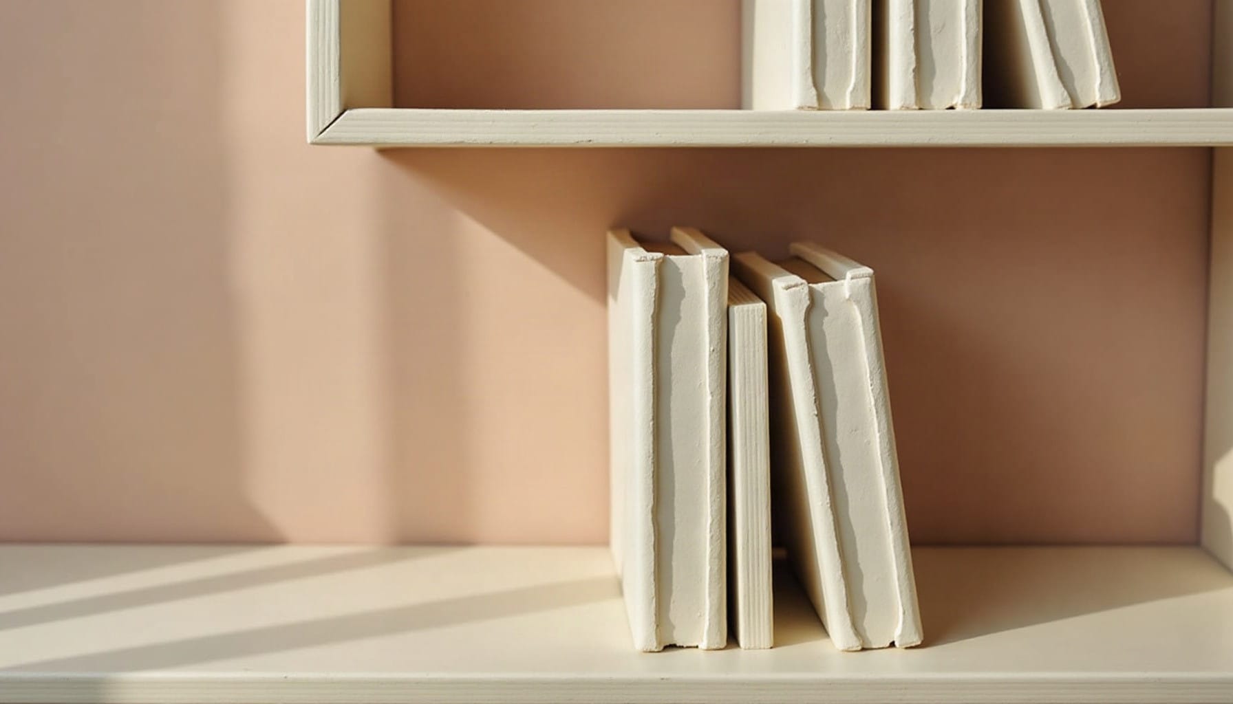 decorative bookshelf, warm minimal detail