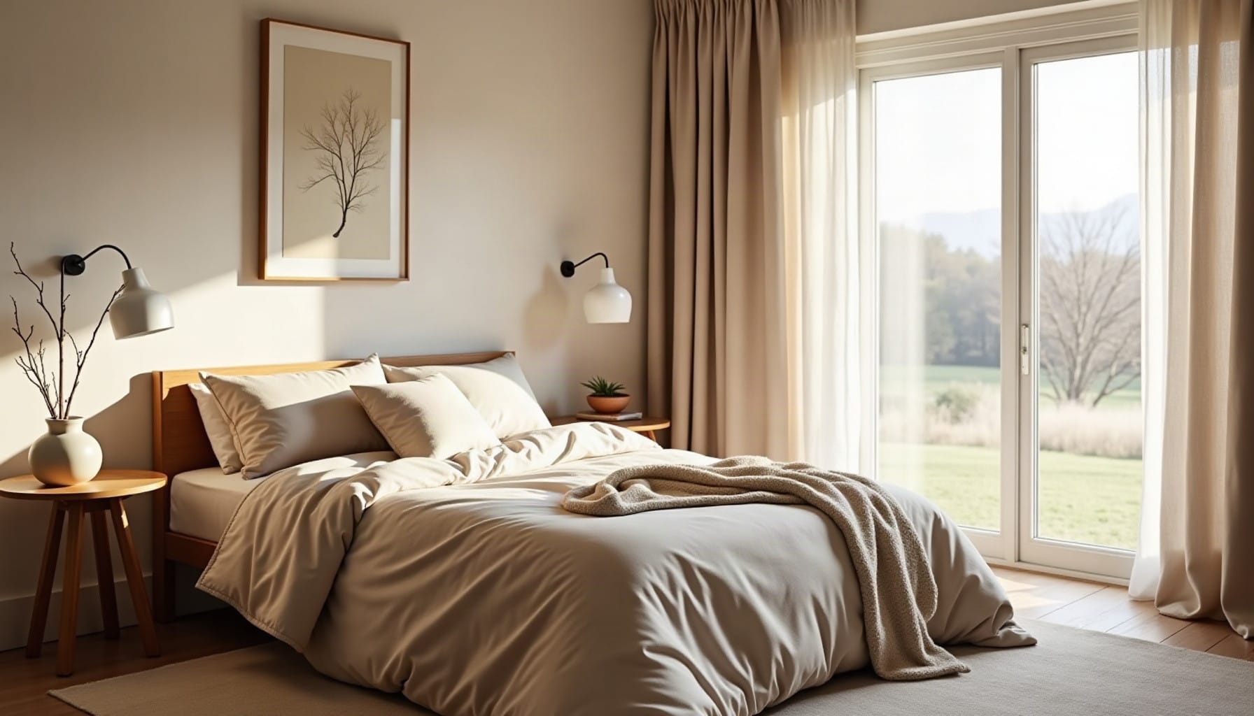 rustic bedroom ideas, natural textures