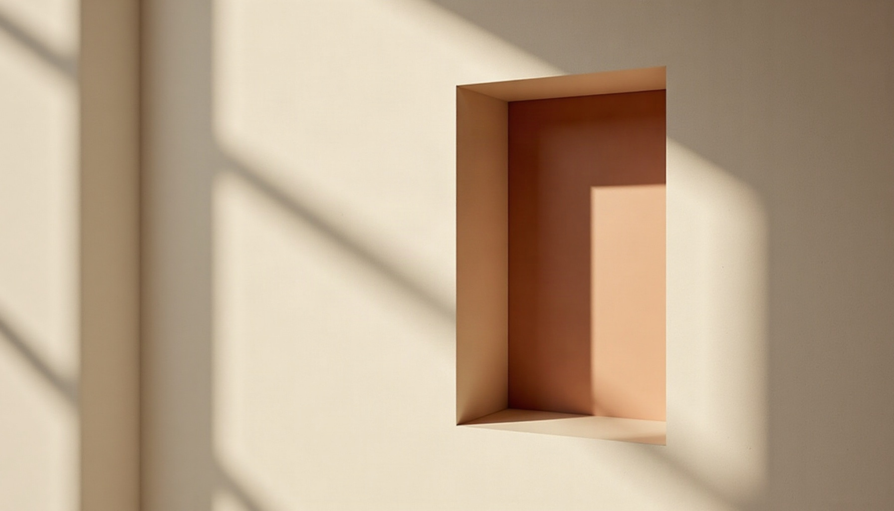 plasterboard wall niche, warm minimal detail