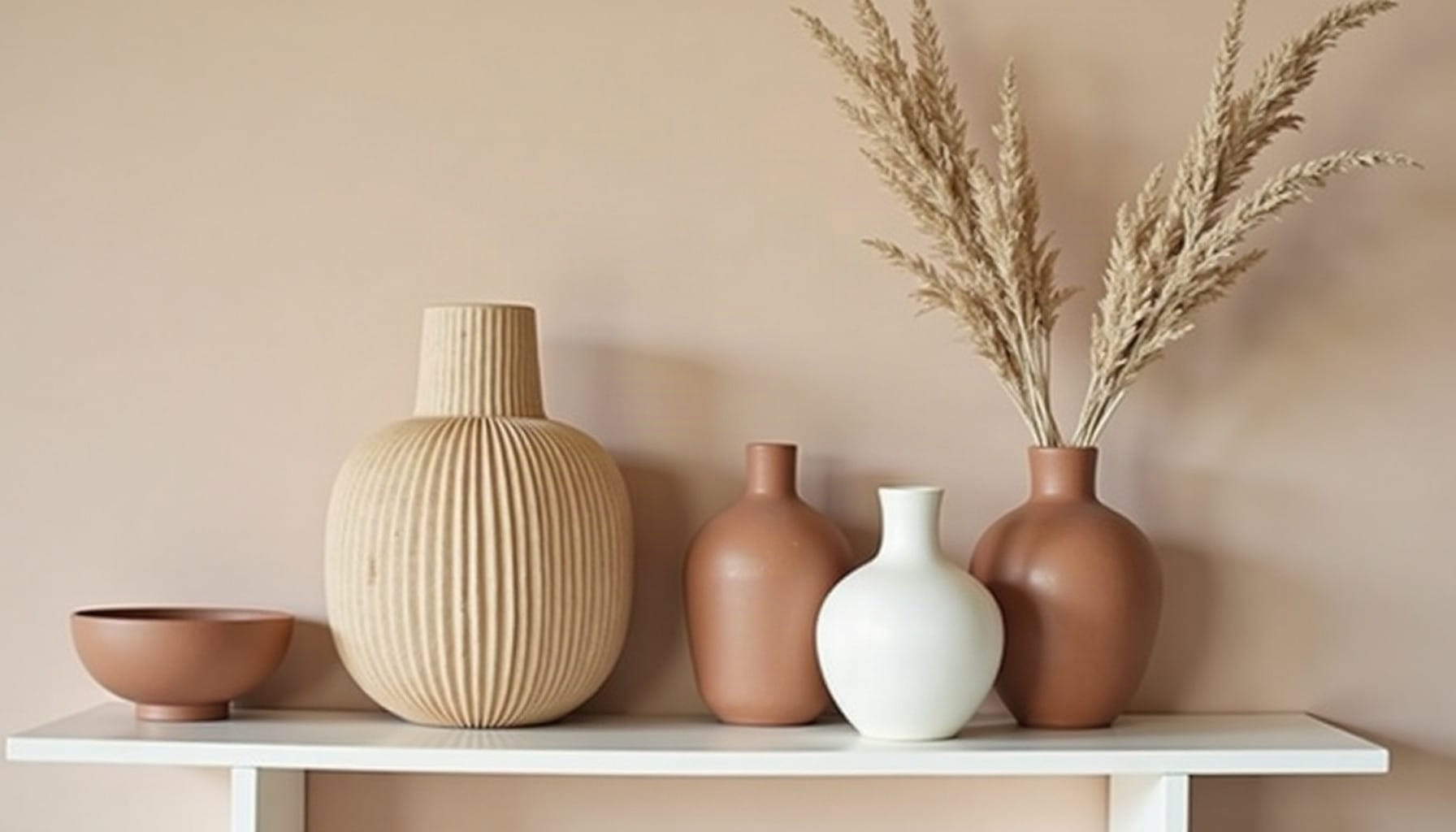 wall shelf decorating ideas, warm minimal detail