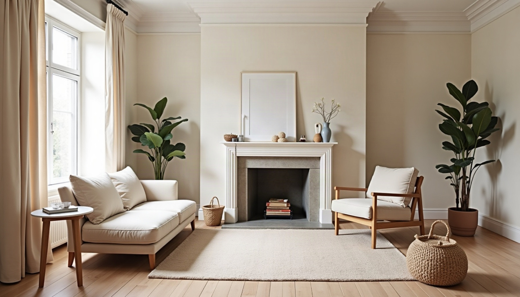 living room with chimney breast ideas — natural textures