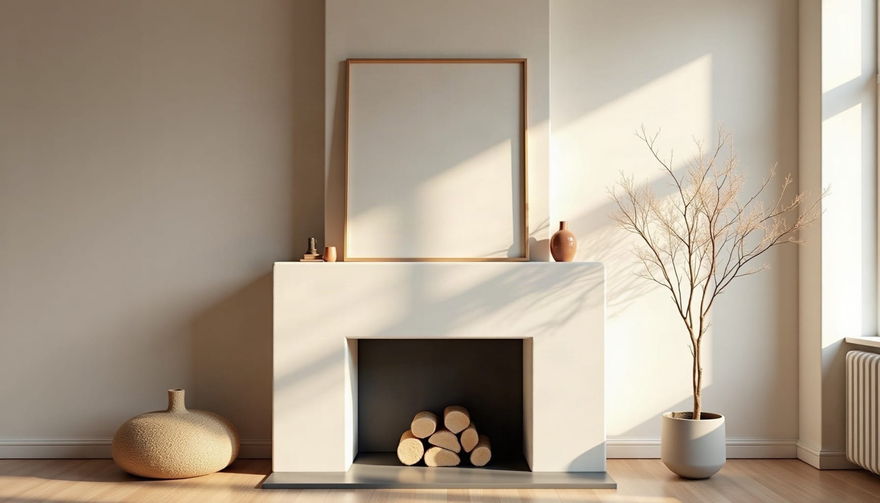 fireplace wall decor, natural textures