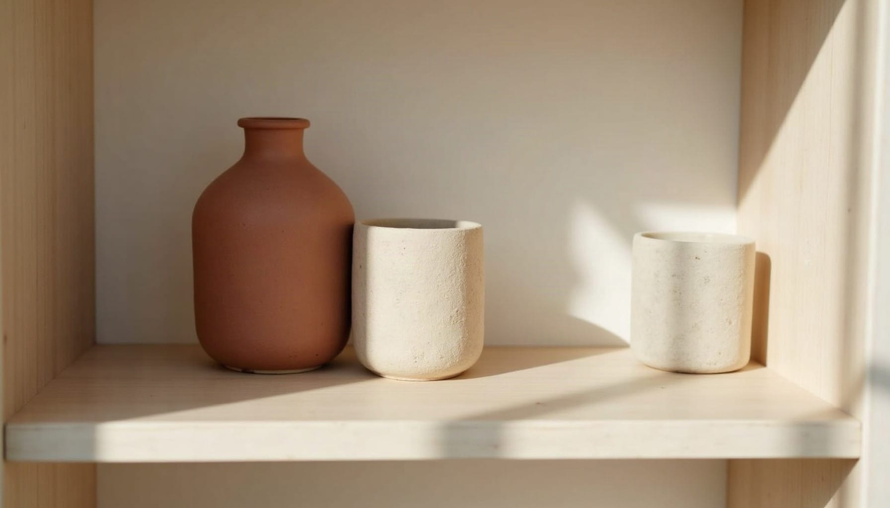 what to put on shelves in bedroom, warm minimal detail