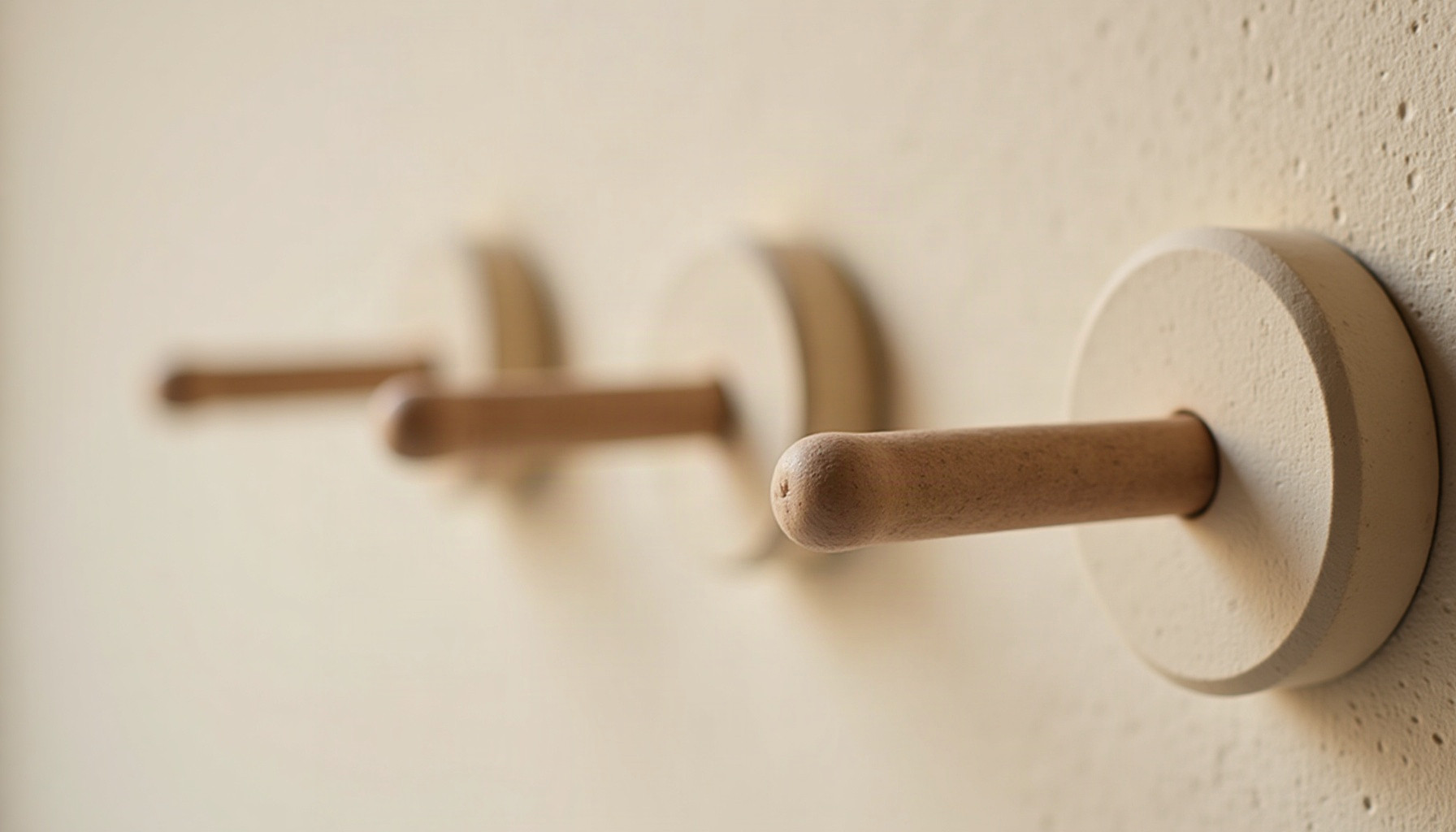 plasterboard wall hooks, warm minimal detail