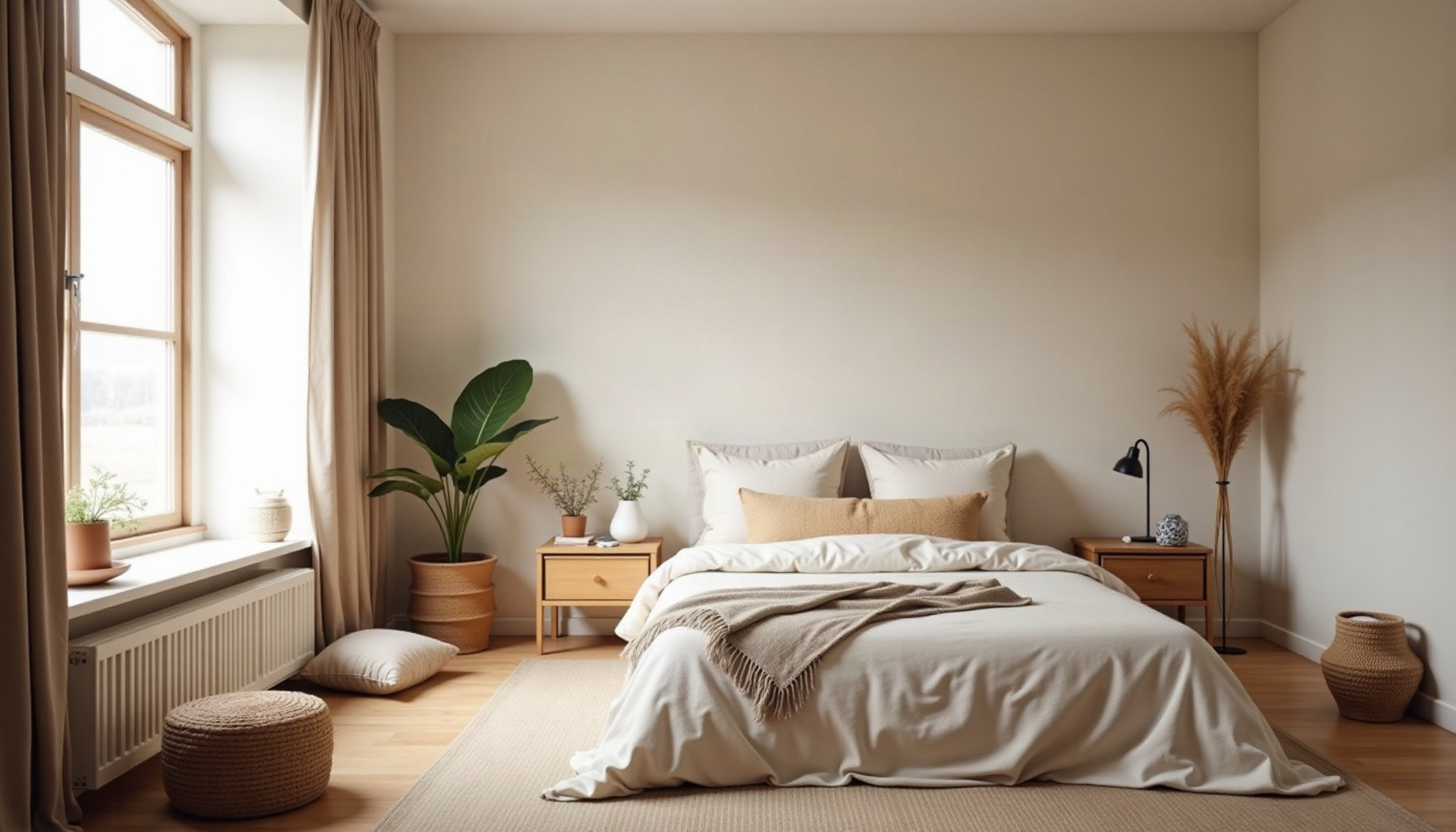boho bedroom ideas, natural textures
