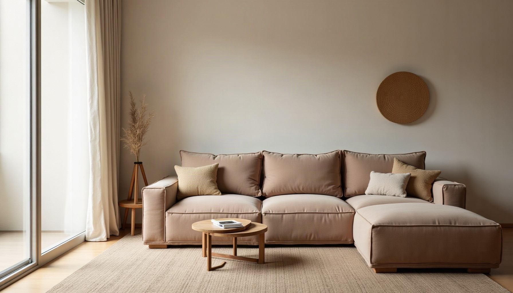 living room ideas with dark brown couches, natural textures
